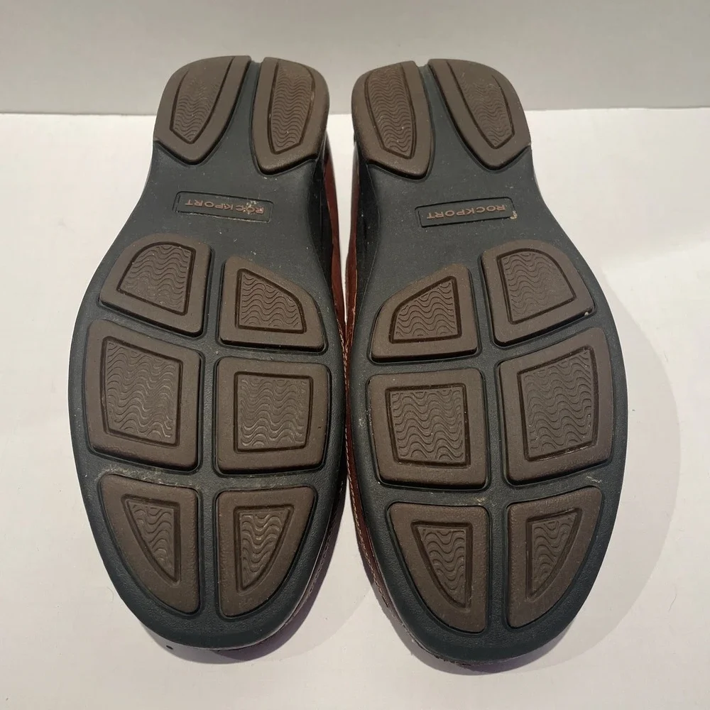 Rockport Mens K52602 Brown Leather Slip On Loafers Size 10M Comfort Moc Toe